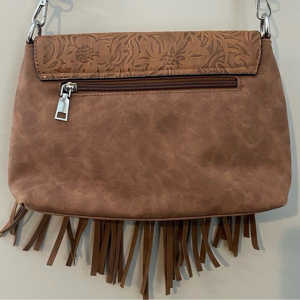 NEW Western Fringed Brown with Turquoise Crossbody Bag - Picture 8 of 8